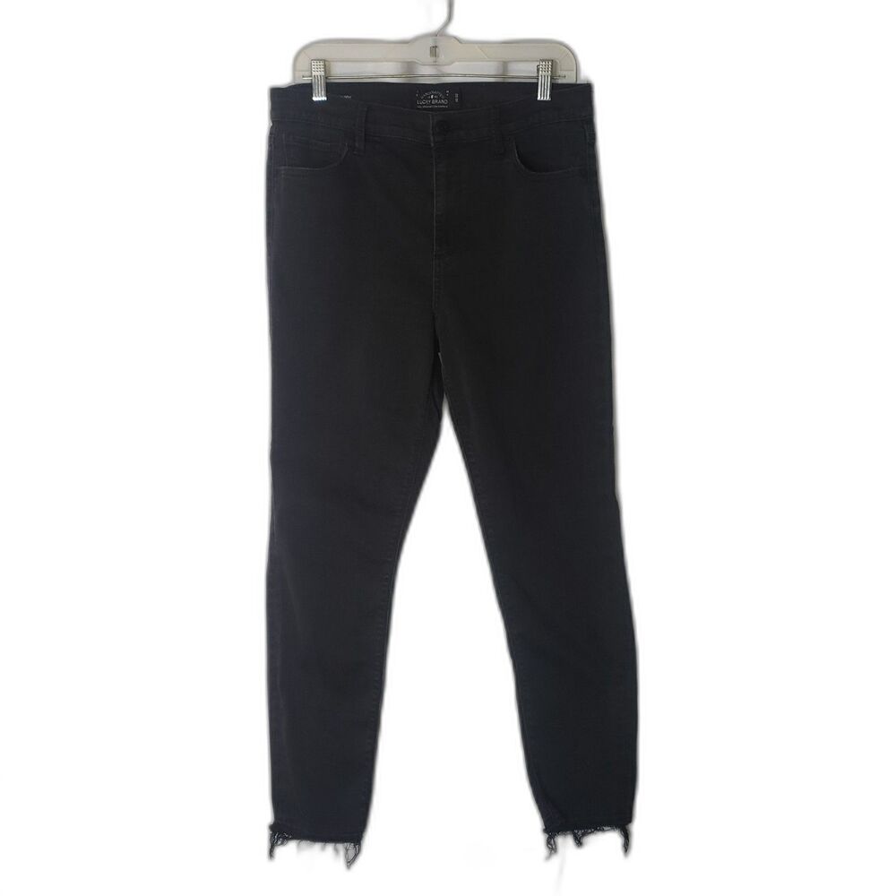 LUCKY BRAND Brigette Skinny Distressed Cropped Black Jeans Womens Size 14/32